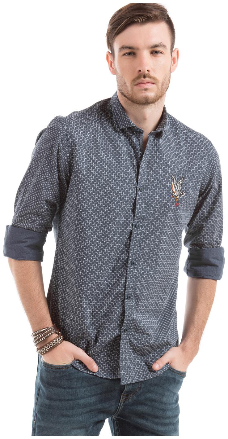 

ED Hardy Men Blue Printed Slim Fit Casual Shirt