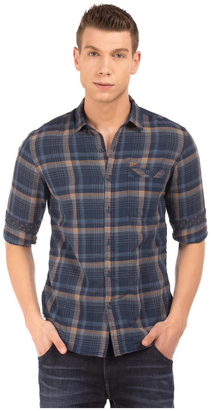 

ED Hardy Men Blue Checked Slim Fit Casual Shirt