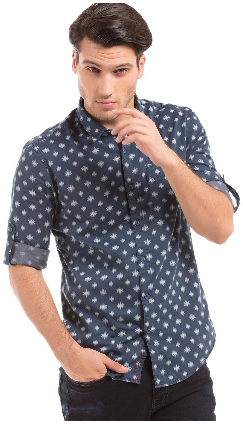 

ED Hardy Men Blue Printed Slim Fit Casual Shirt