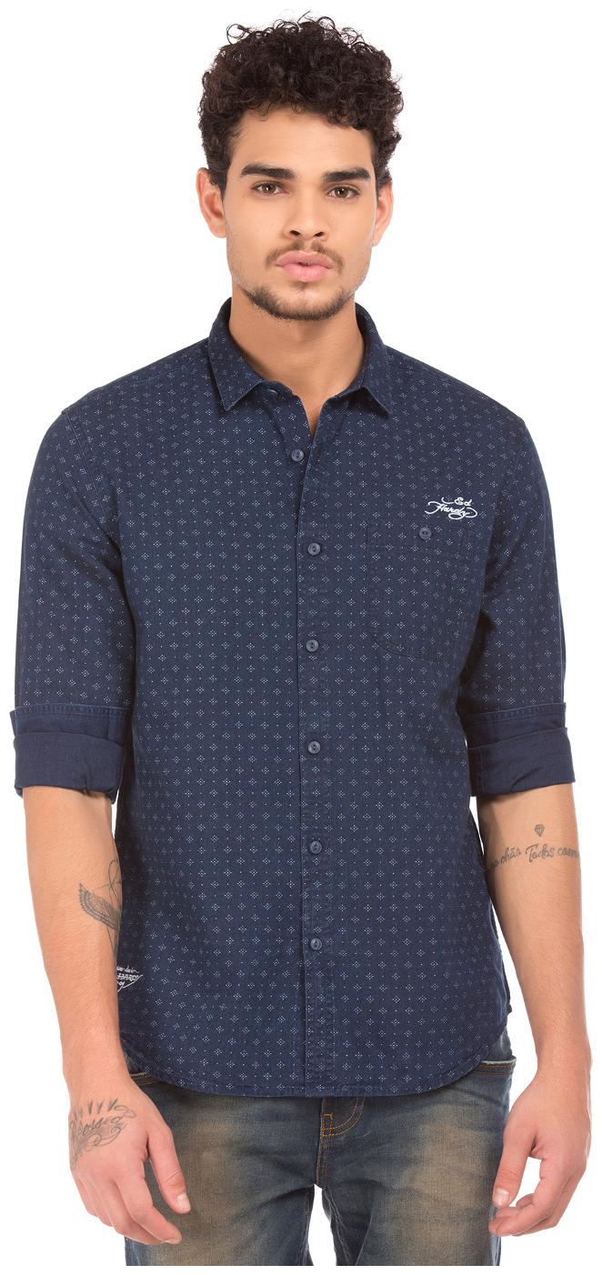

ED Hardy Men Blue Printed Slim Fit Casual Shirt