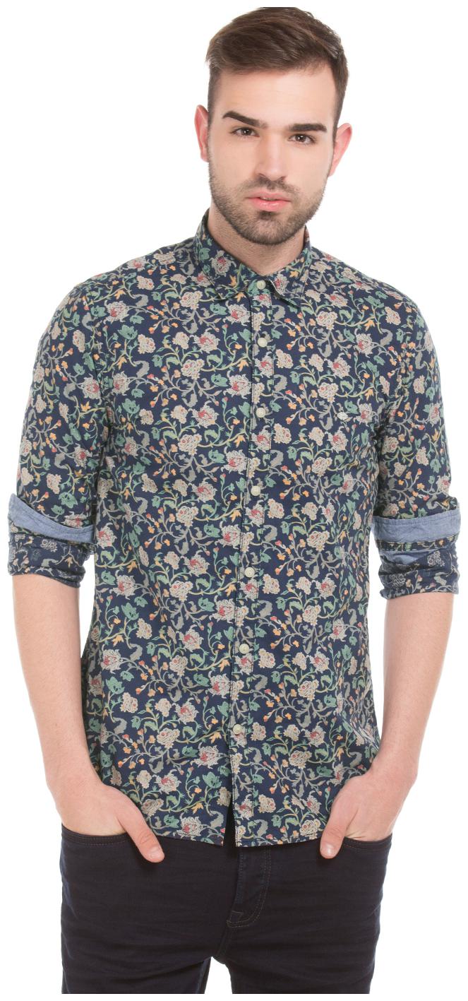 

ED Hardy Men Blue Printed Slim Fit Casual Shirt