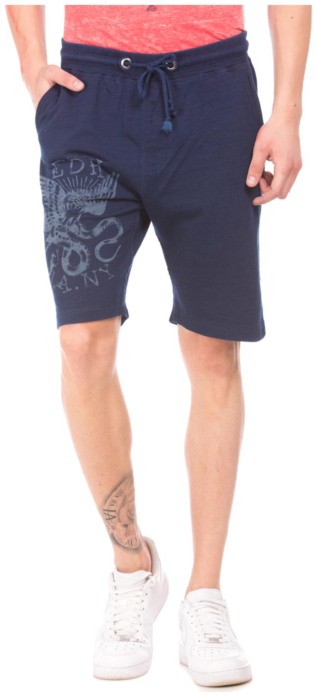 

Ed Hardy Blue Cotton Drawstring Waist Printed Shorts