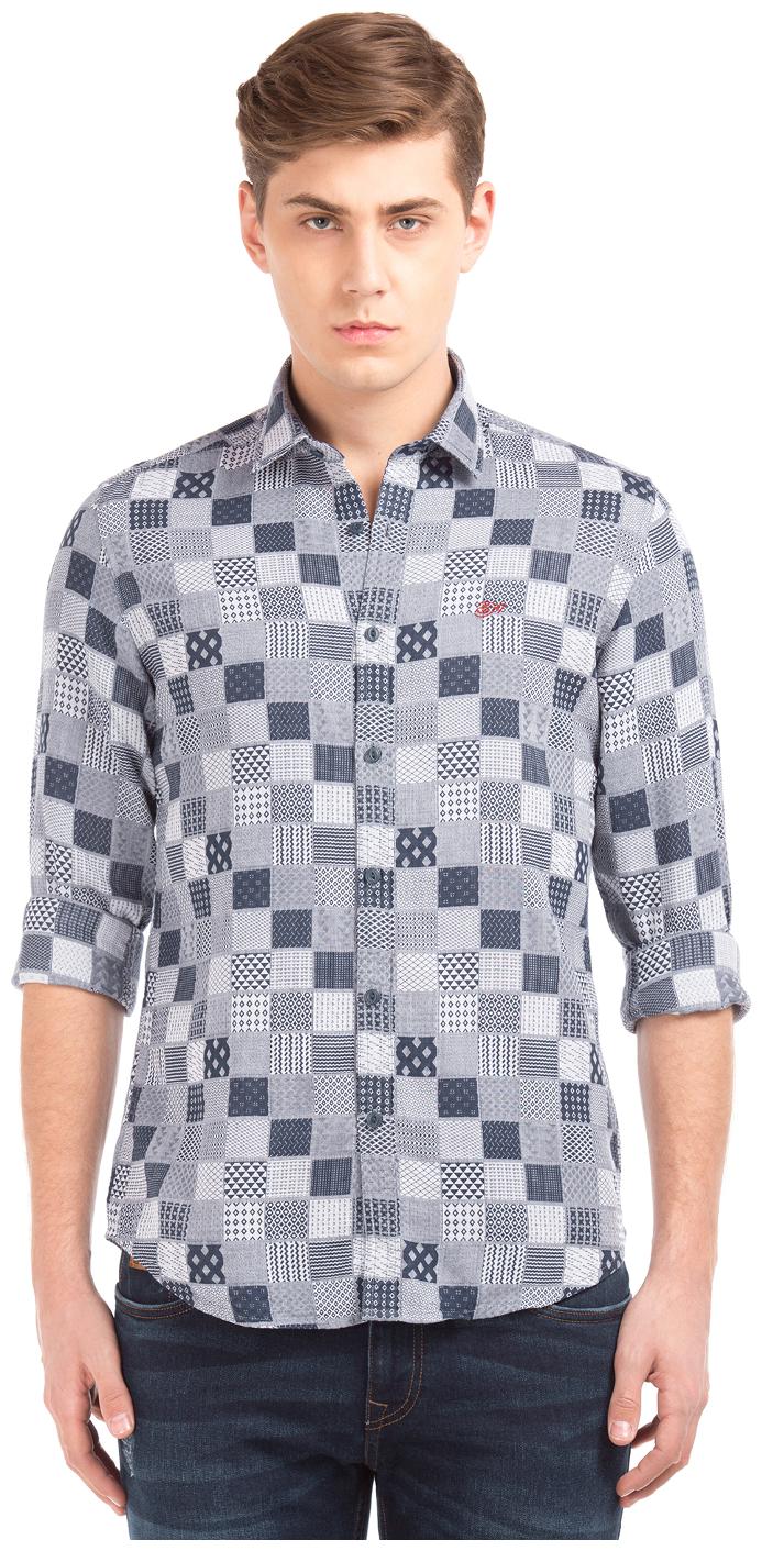 

ED Hardy Men Blue Printed Slim Fit Casual Shirt