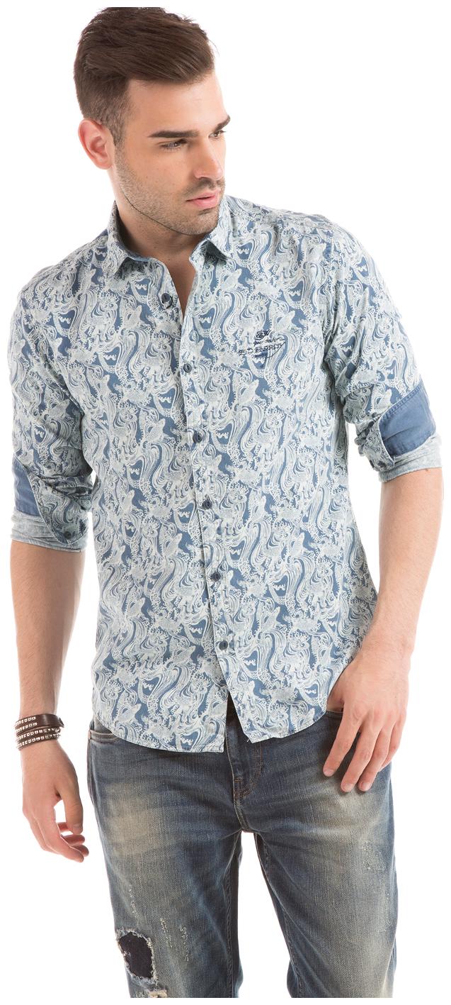 

ED Hardy Men Blue Printed Slim Fit Casual Shirt
