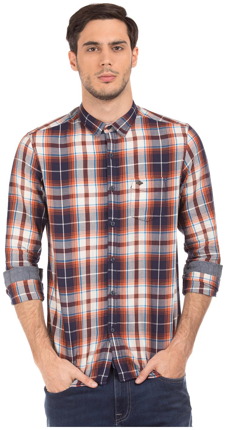 

ED Hardy Men Blue Checked Slim Fit Casual Shirt