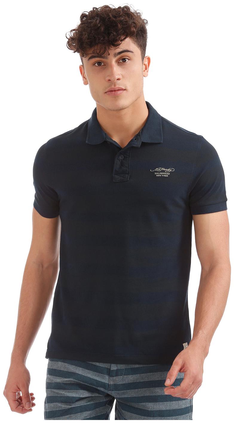 

ED Hardy Men Blue Regular fit Cotton Polo collar T-Shirt - Pack Of 1