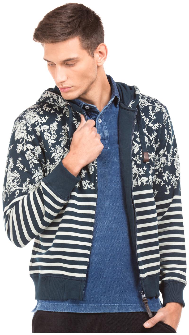 

Ed Hardy Blue Cotton Combination Print Hooded Sweatshirt