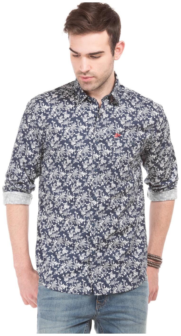 

ED Hardy Men Blue Printed Slim Fit Casual Shirt