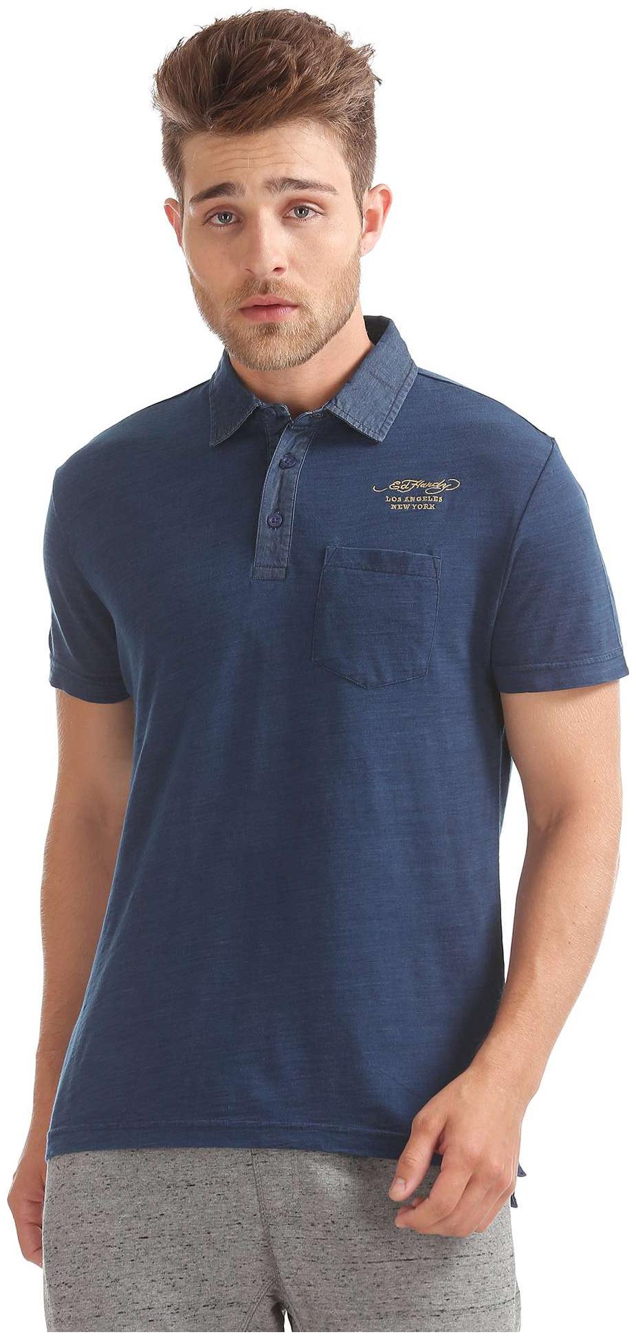 

ED Hardy Men Blue Regular fit Cotton Polo collar T-Shirt - Pack Of 1