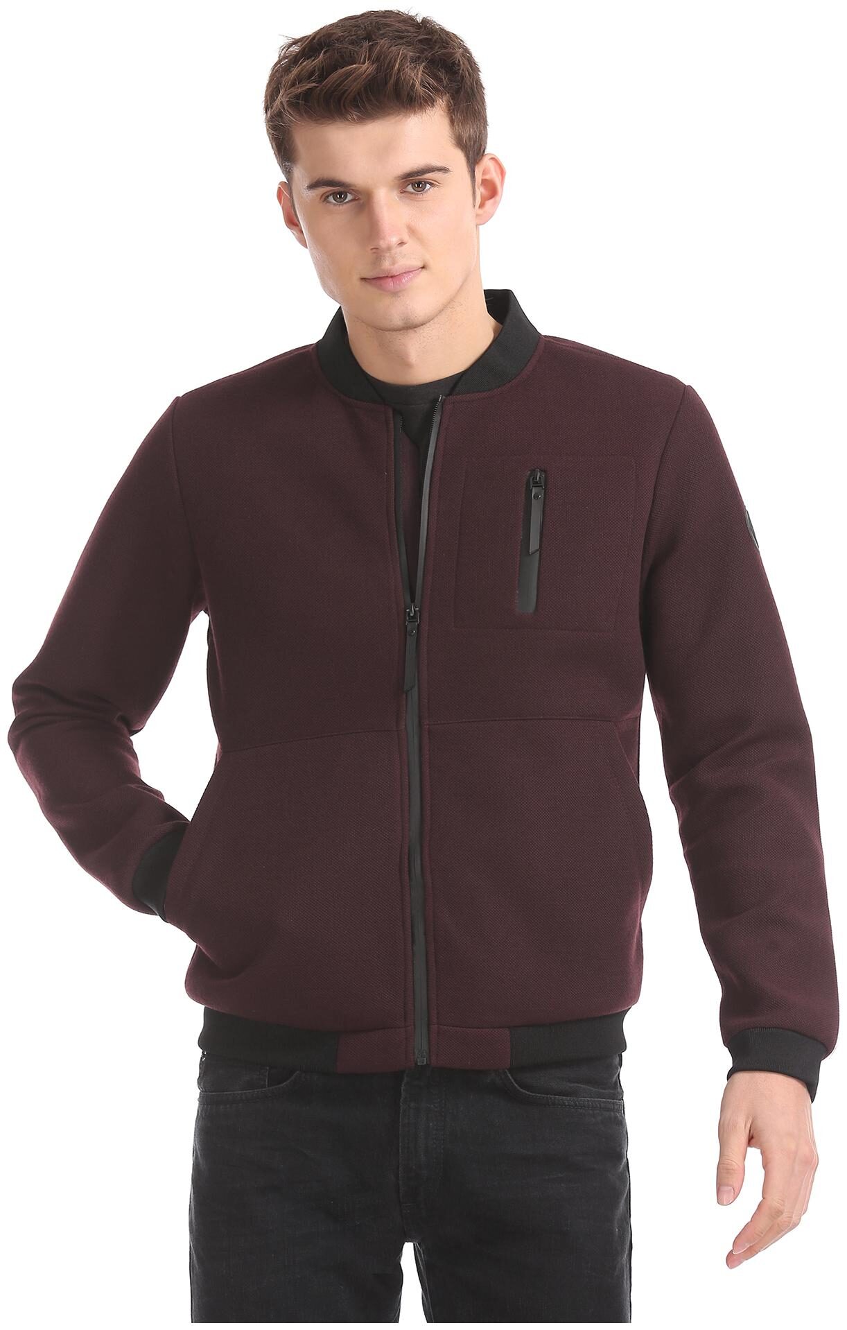 

ED Hardy Men Red Solid Bomber jacket