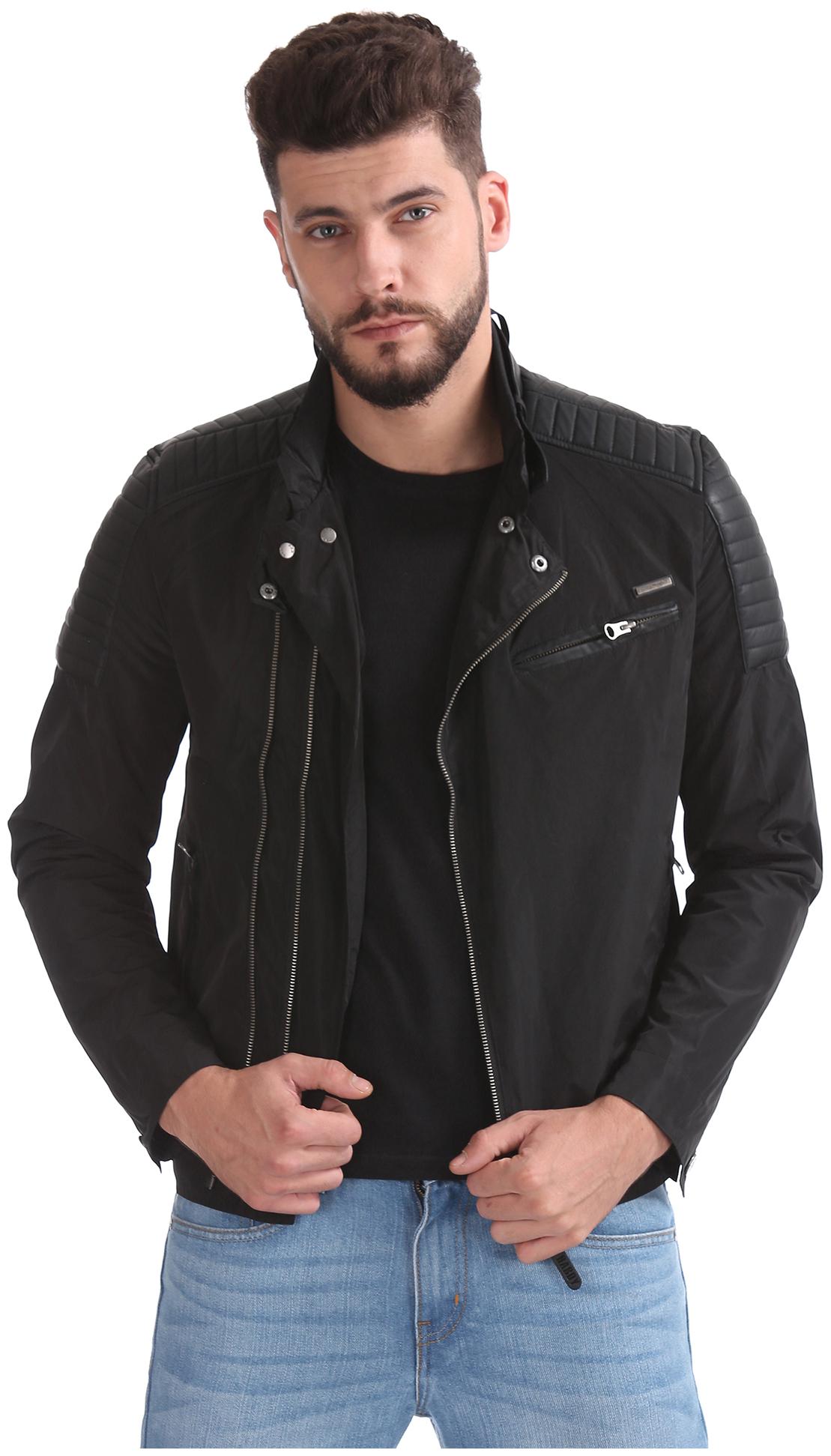 

ED Hardy Men Black Solid Biker jacket