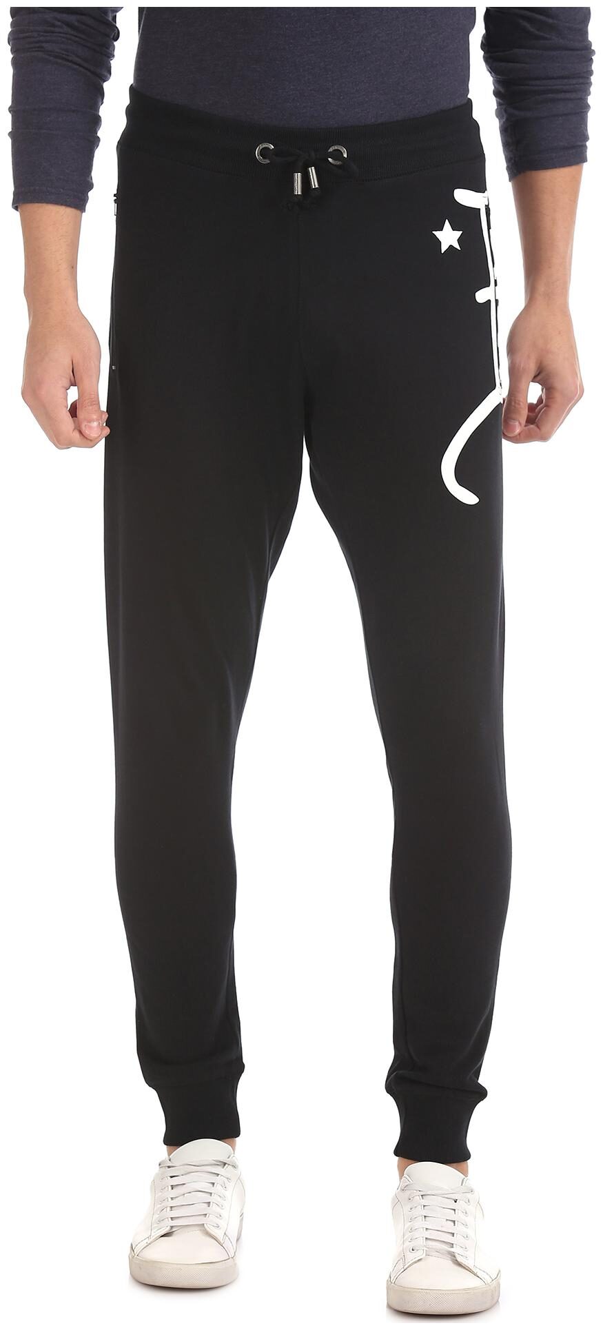 

Ed Hardy Cotton Lifestyle Slim Fit Black Track Pants Men