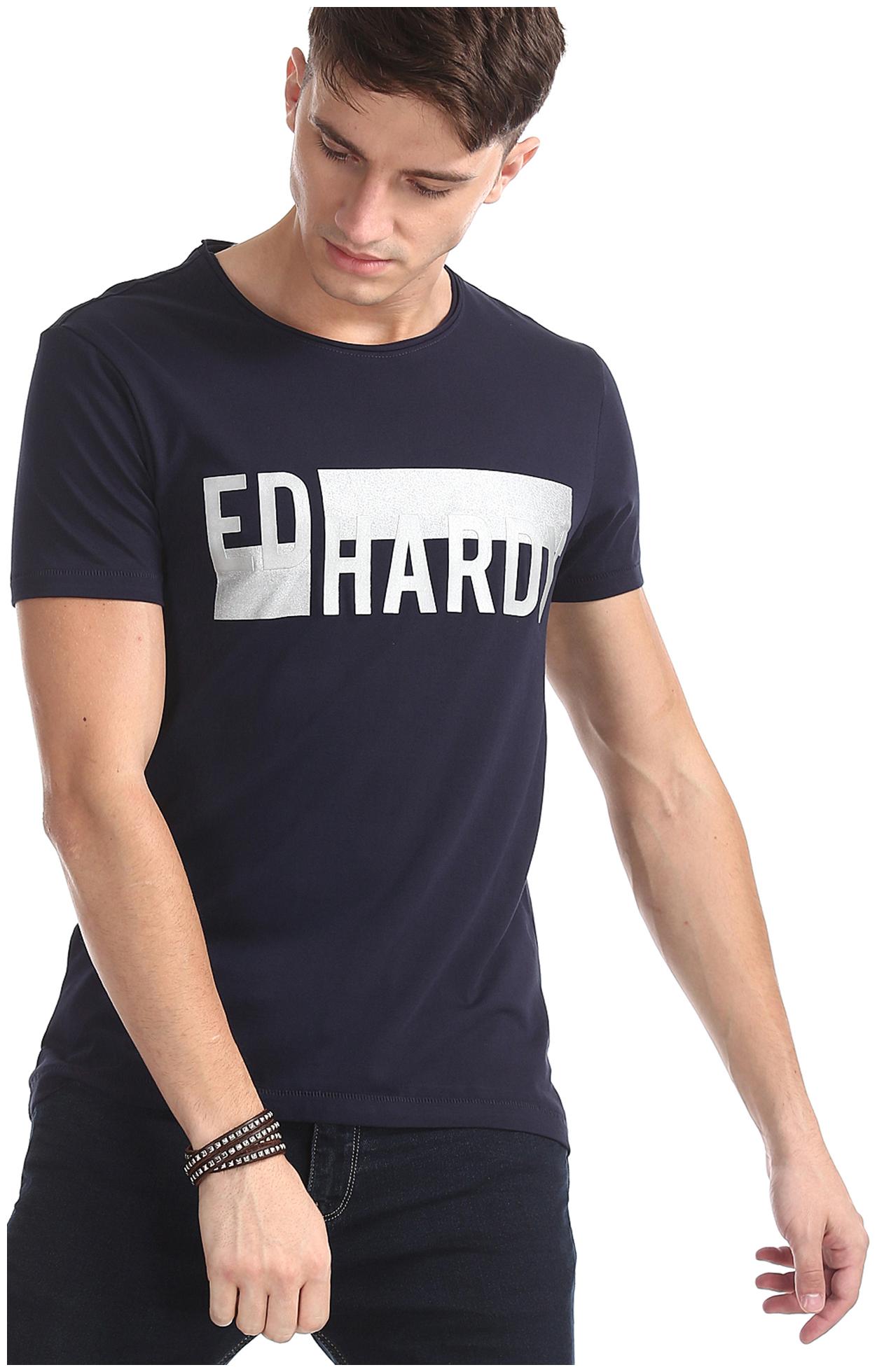 

ED Hardy Men Blue Slim fit Cotton Round neck T-Shirt - Pack Of 1