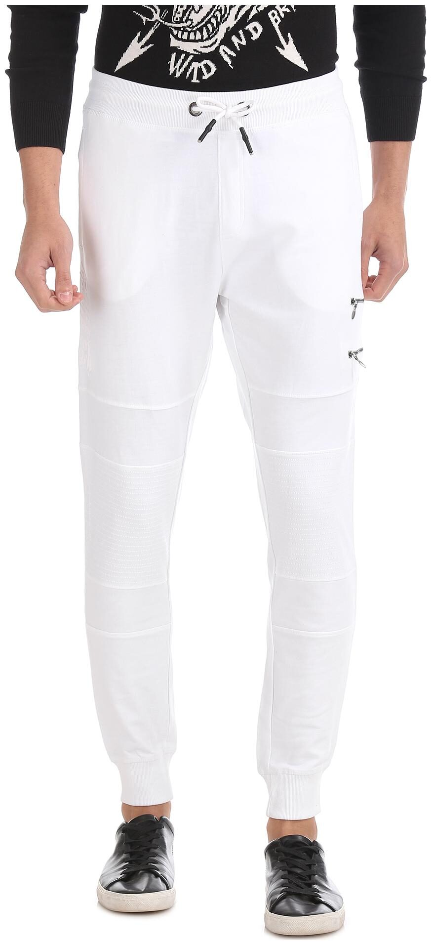 

Ed Hardy Cotton Lifestyle Slim Fit White Track Pants Men