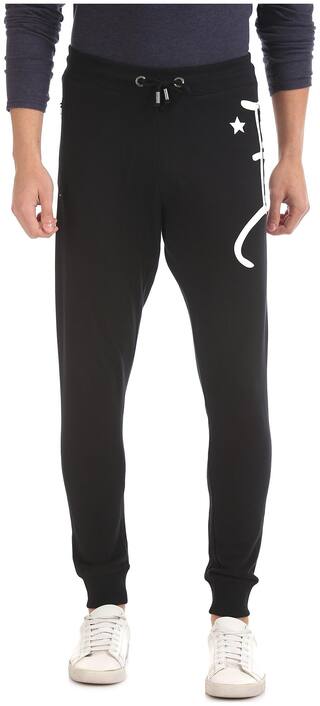 Ed Hardy Cotton Lifestyle Slim Fit Black Track Pants Men