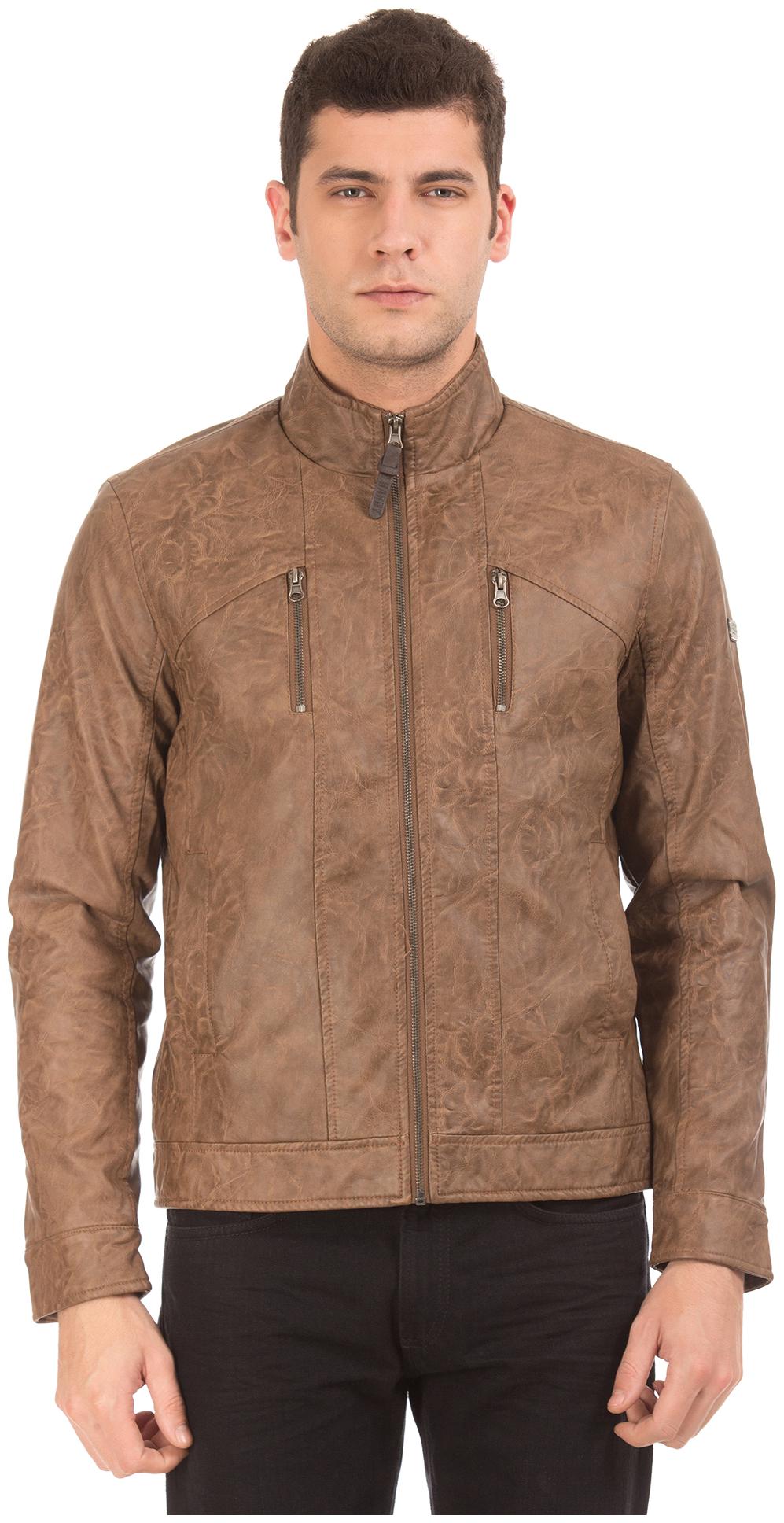 

ED Hardy Men Brown Solid Biker jacket