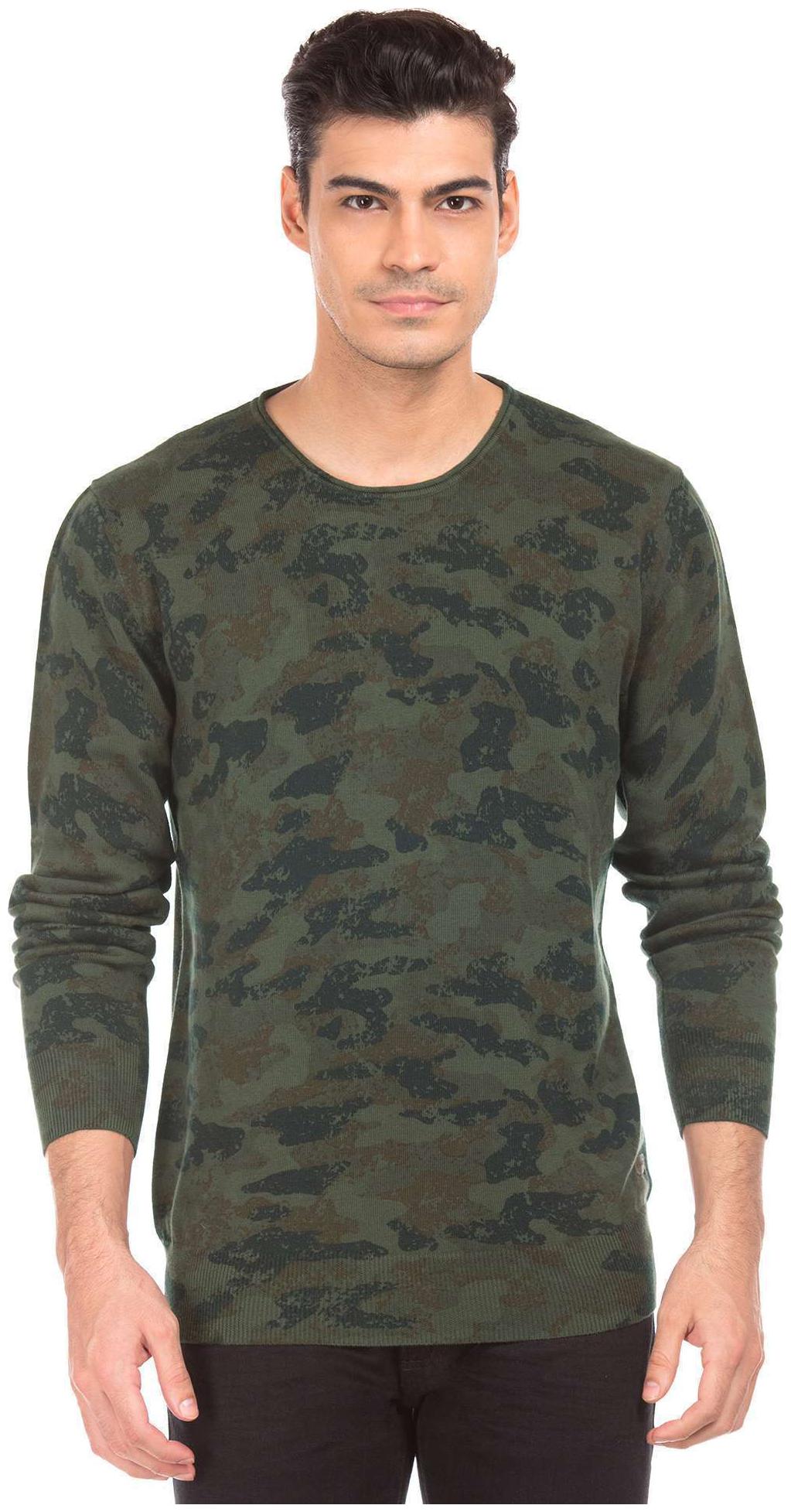 

Ed Hardy Green Cotton Printed Slim Fit Sweater