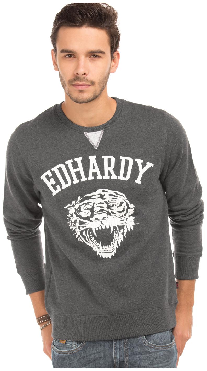 

Ed Hardy Grey Cotton Printed Regular Fit Sweatshirt