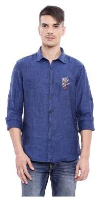 

ED Hardy Men Blue Solid Regular Fit Casual Shirt