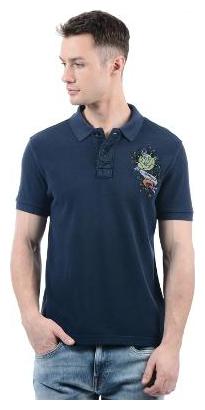 

ED Hardy Men Navy blue Regular fit Cotton Polo collar T-Shirt - Pack Of 1