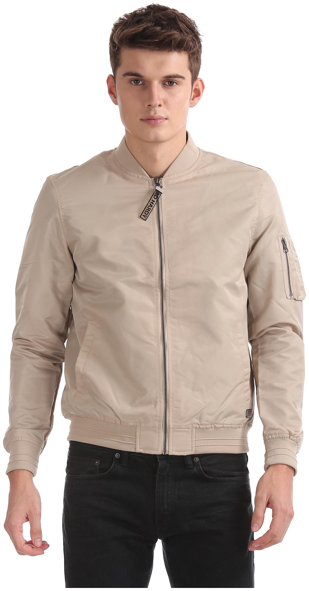 

ED Hardy Men Beige Solid Bomber jacket