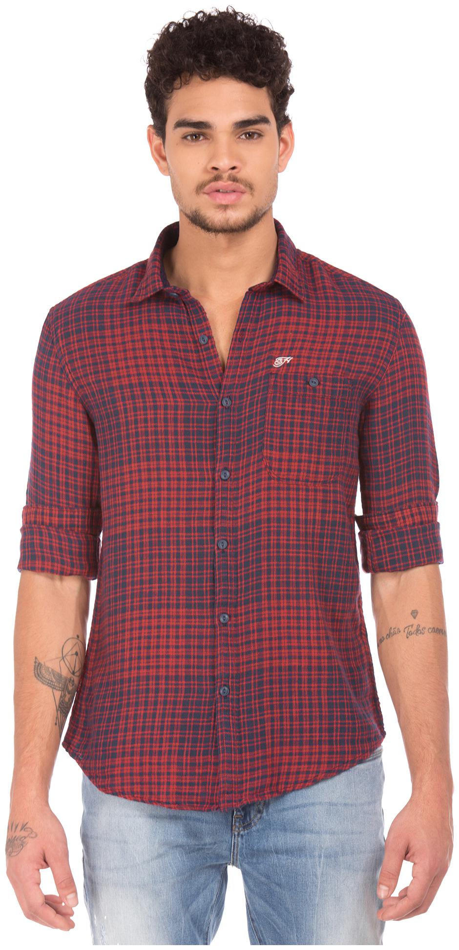 

ED Hardy Men Red Checked Slim Fit Casual Shirt