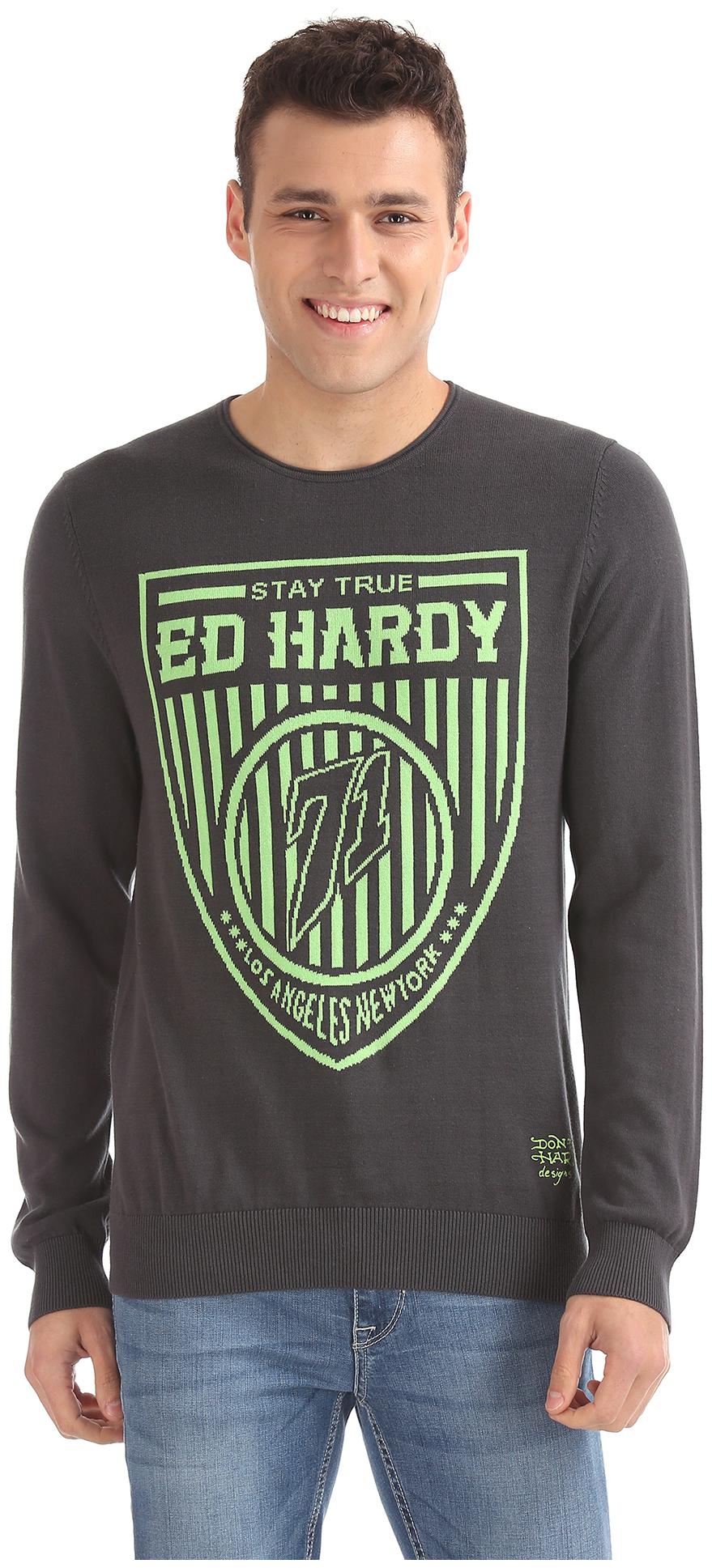 

ED Hardy Men Grey Round neck Pullover