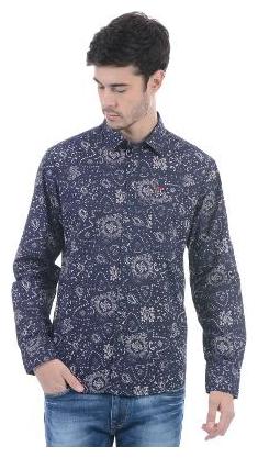 

ED Hardy Men Blue Printed Slim Fit Casual Shirt