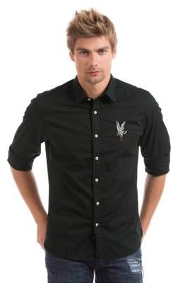 

ED Hardy Men Black Solid Regular Fit Casual Shirt