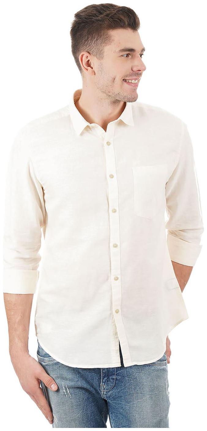 

ED Hardy Men Beige Solid Slim Fit Casual Shirt