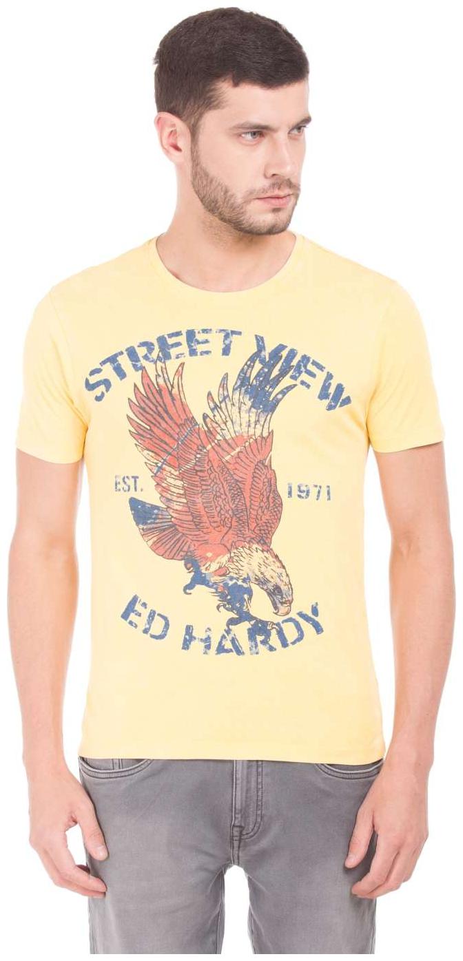 

ED Hardy Men Yellow Regular fit Cotton Round neck T-Shirt - Pack Of 1