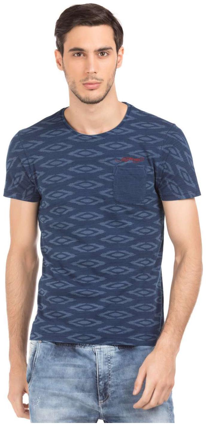 

Ed Hardy Men Blue Printed Round Neck T-Shirt
