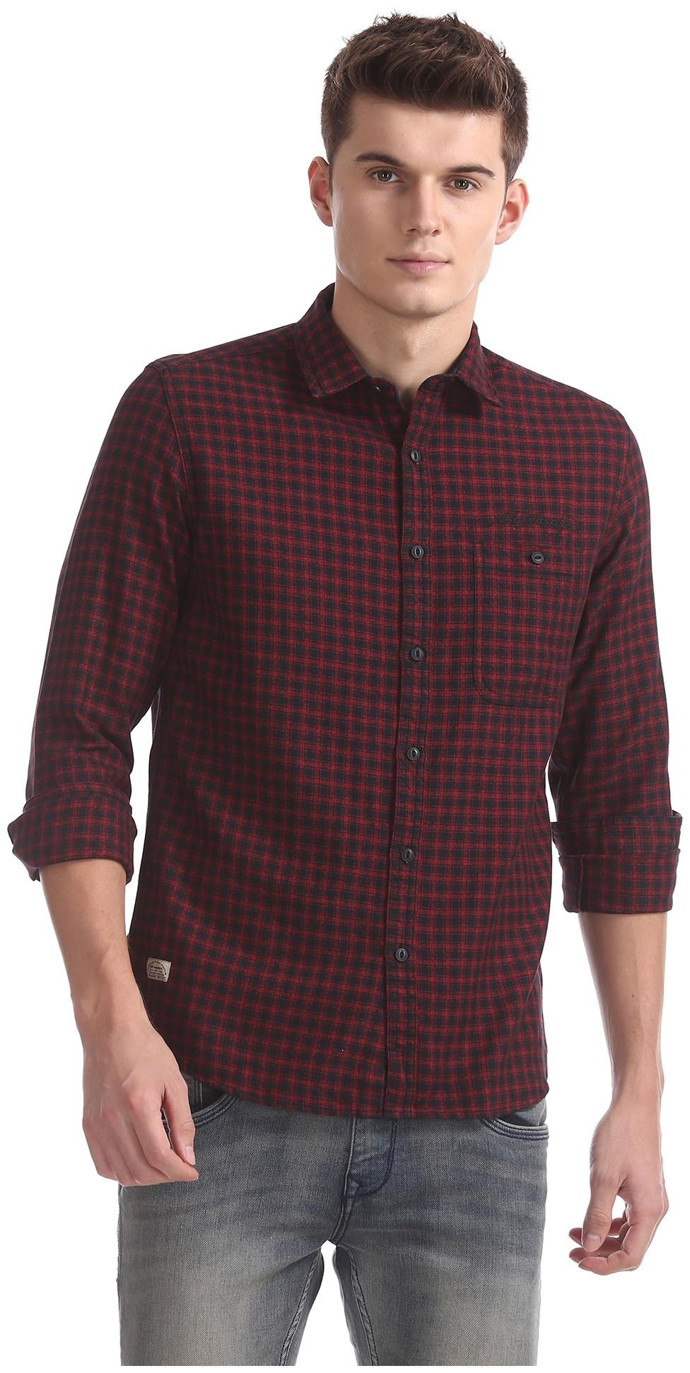 

ED Hardy Men Red Checked Slim Fit Casual Shirt