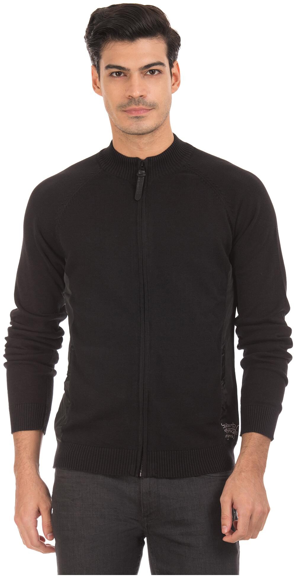 

ED Hardy Men Black High neck Front-open sweater