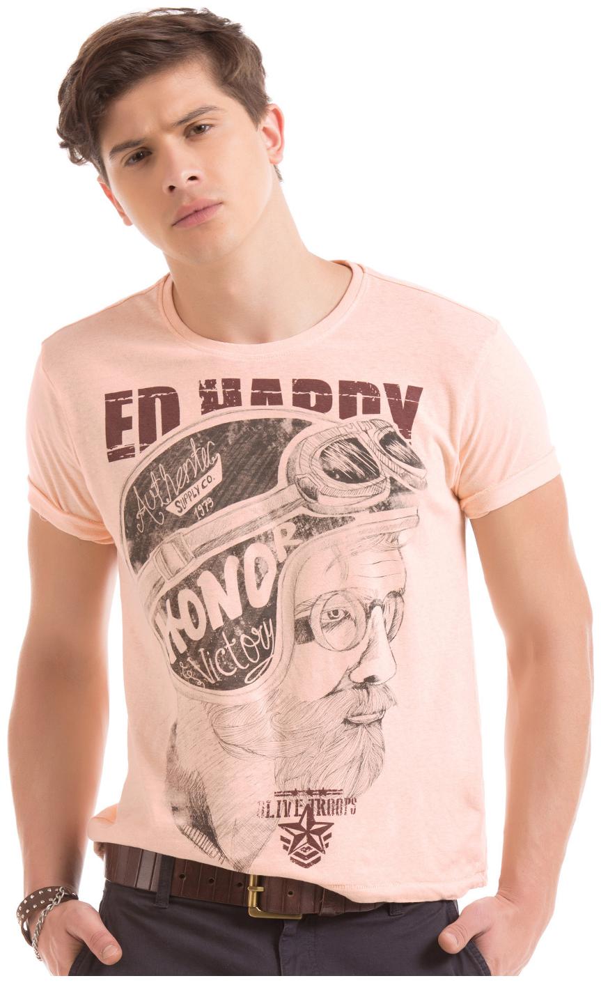 

ED Hardy Men Pink Regular fit Cotton Round neck T-Shirt - Pack Of 1