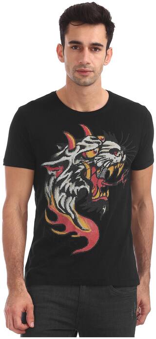 Ed Hardy Printed Studded T-Shirt
