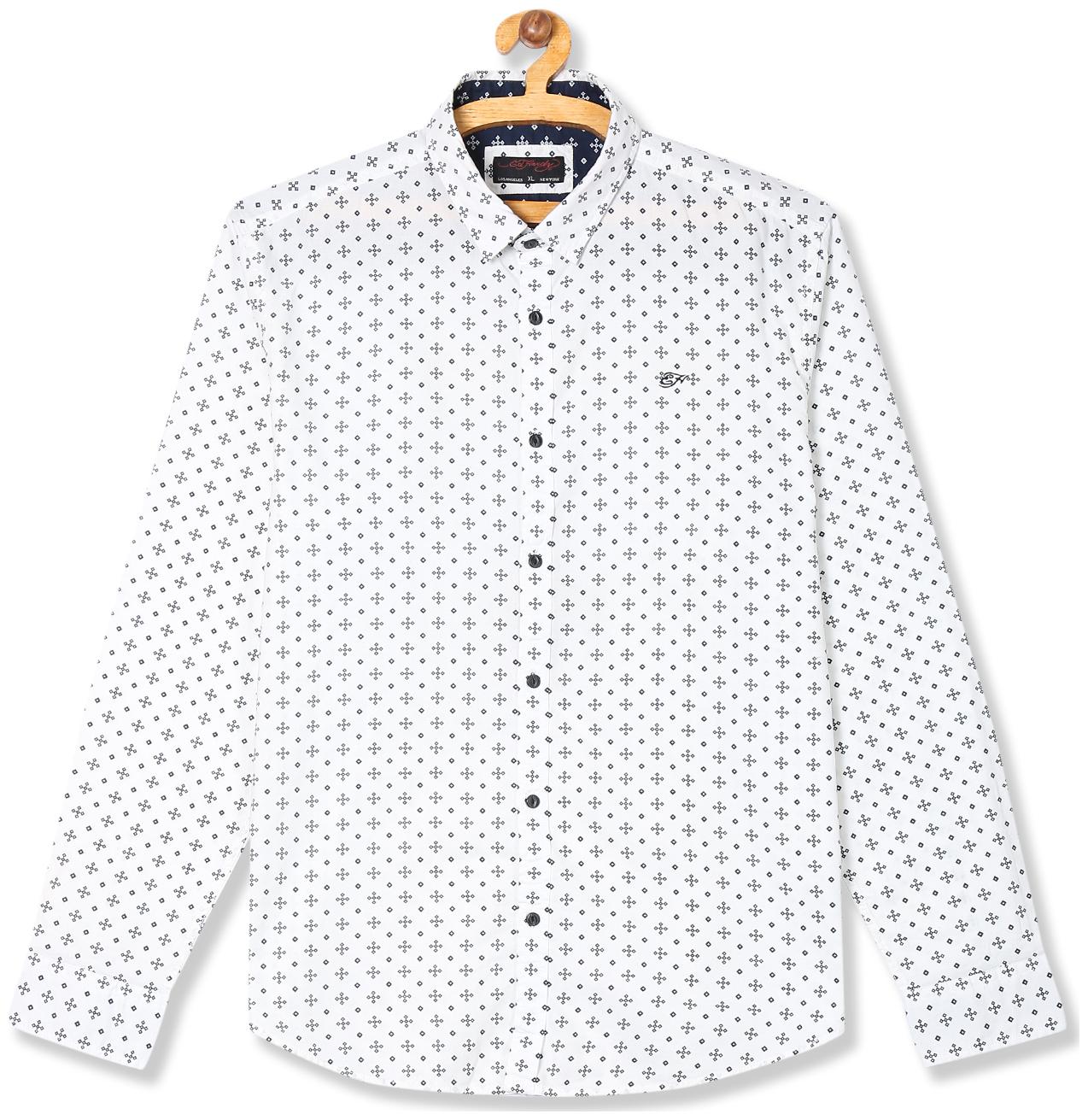 

ED Hardy Men White Printed Regular Fit Casual Shirt