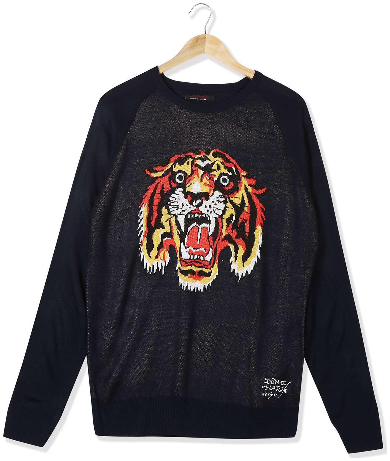 

ED Hardy Men Blue Round neck Pullover