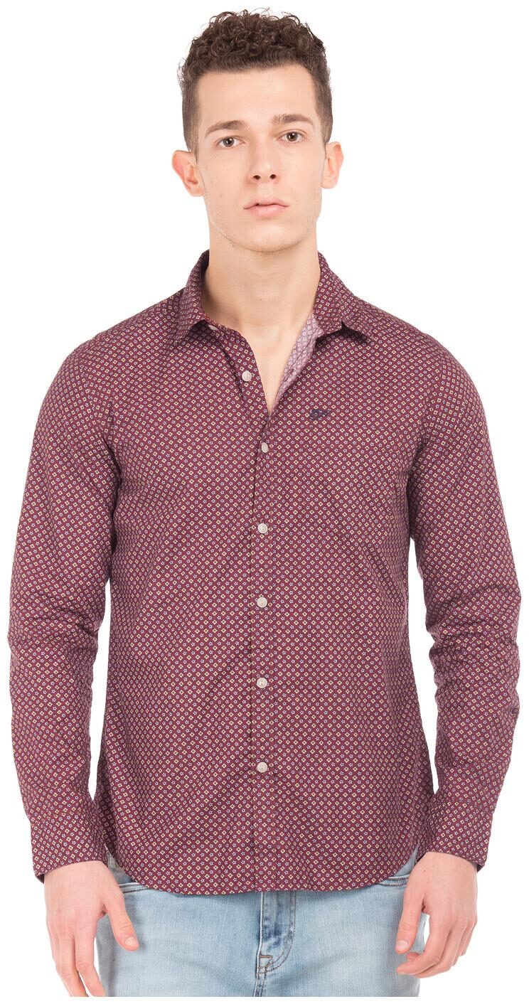 

ED Hardy Men Red Printed Slim Fit Casual Shirt