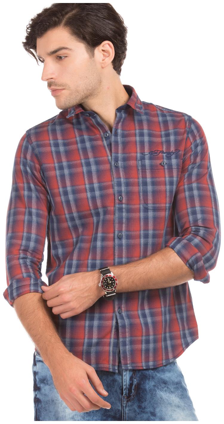 

ED Hardy Men Red Checked Slim Fit Casual Shirt