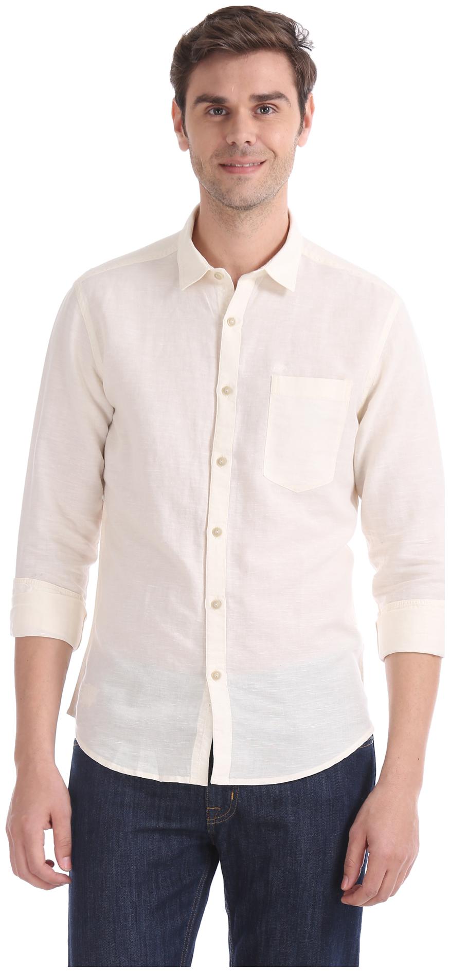 

ED Hardy Men White Solid Slim Fit Casual Shirt