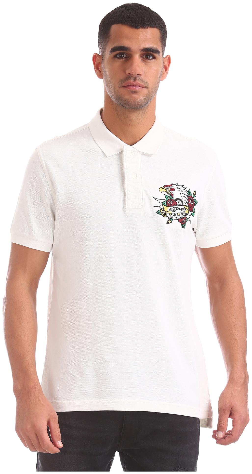 

ED Hardy Men White Slim fit Cotton Polo collar T-Shirt - Pack Of 1