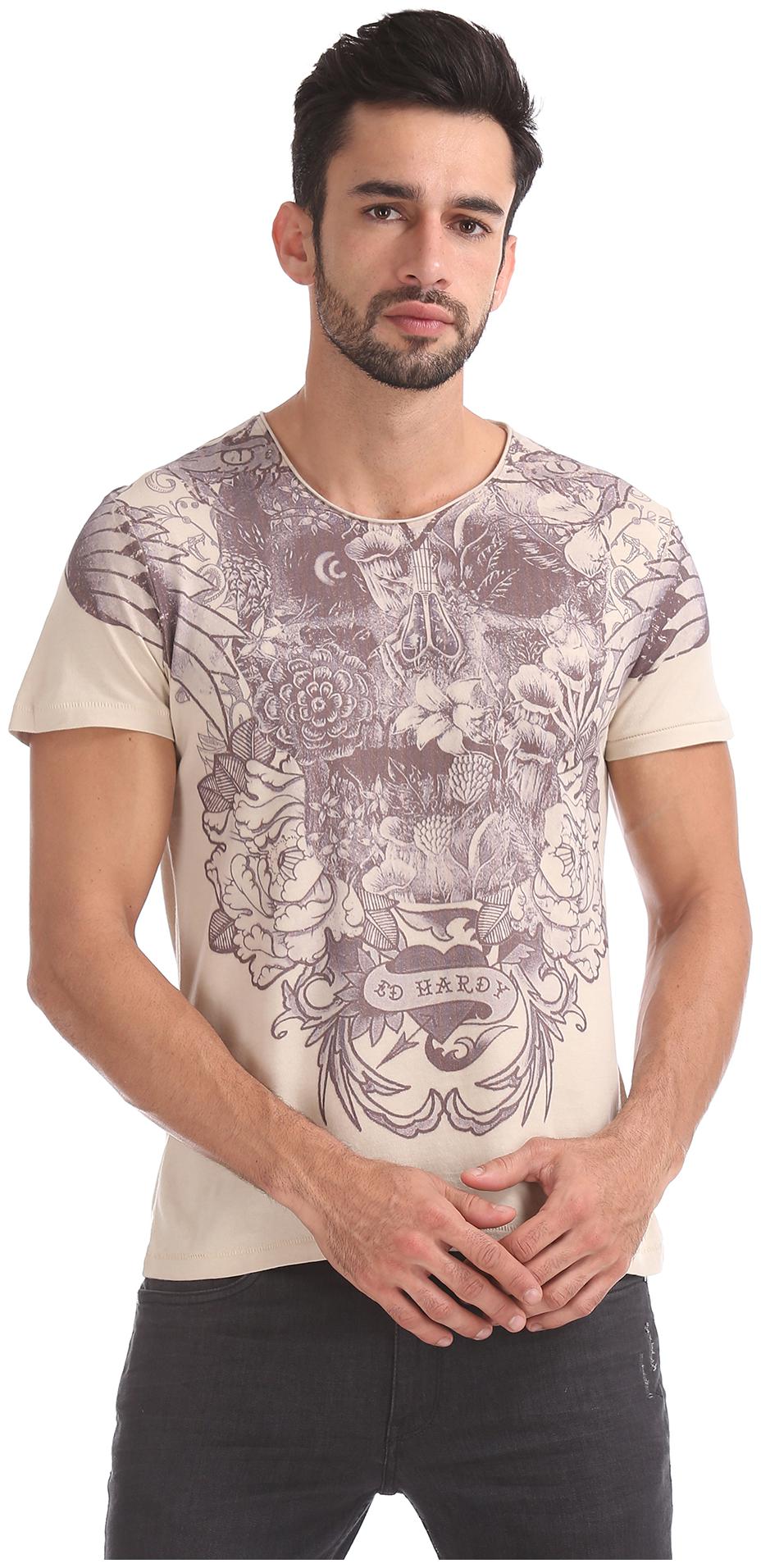 

ED Hardy Men Beige Slim fit Cotton Round neck T-Shirt - Pack Of 1
