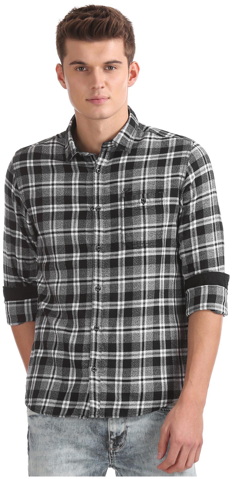 

ED Hardy Men Black Checked Slim Fit Casual Shirt