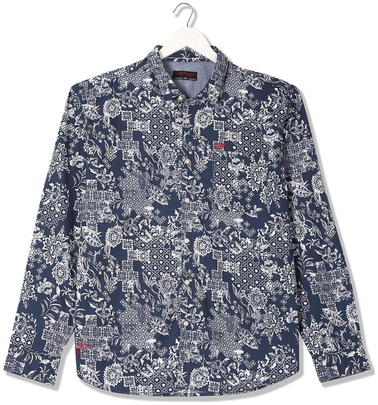 

ED Hardy Men Blue Printed Slim Fit Casual Shirt