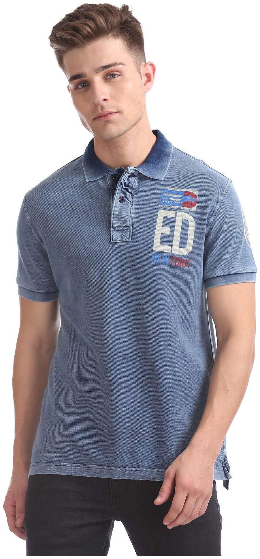 

ED Hardy Men Blue Regular fit Cotton Polo collar T-Shirt - Pack Of 1