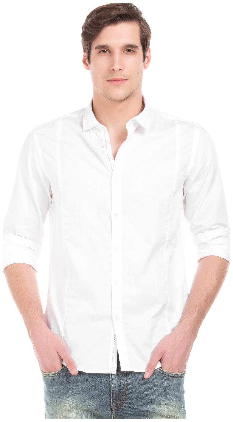 

ED Hardy Men White Solid Slim Fit Casual Shirt