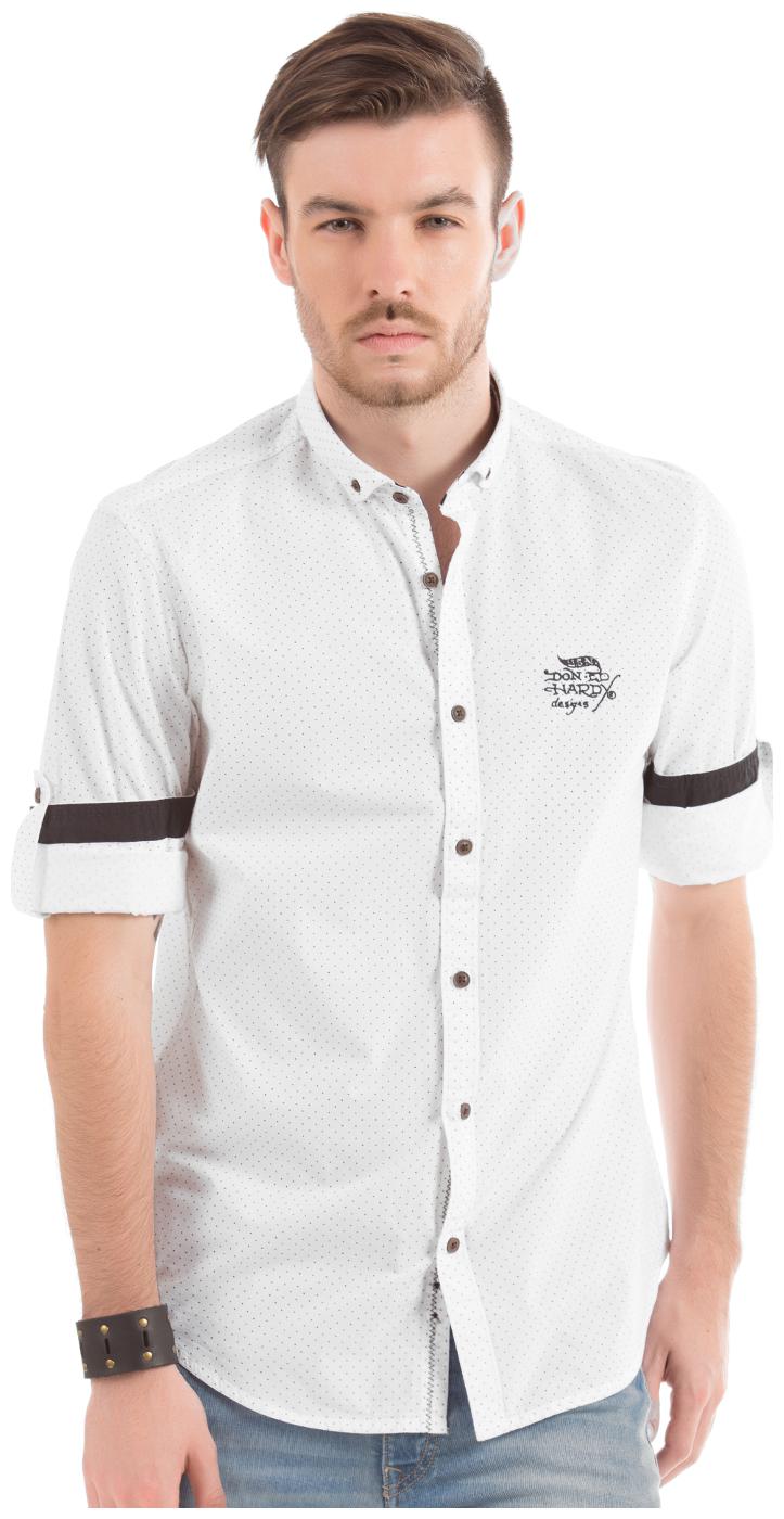 

ED Hardy Men White Printed Slim Fit Casual Shirt