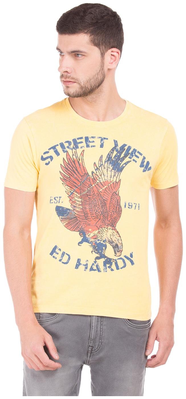 

ED Hardy Men Yellow Regular fit Cotton Round neck T-Shirt - Pack Of 1