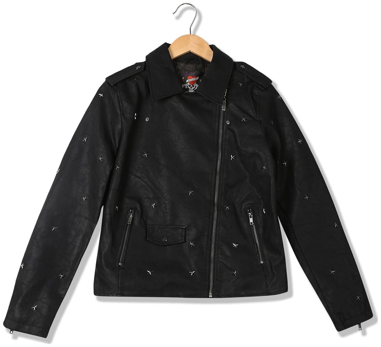 

ED Hardy Women Solid Biker Jacket - Black